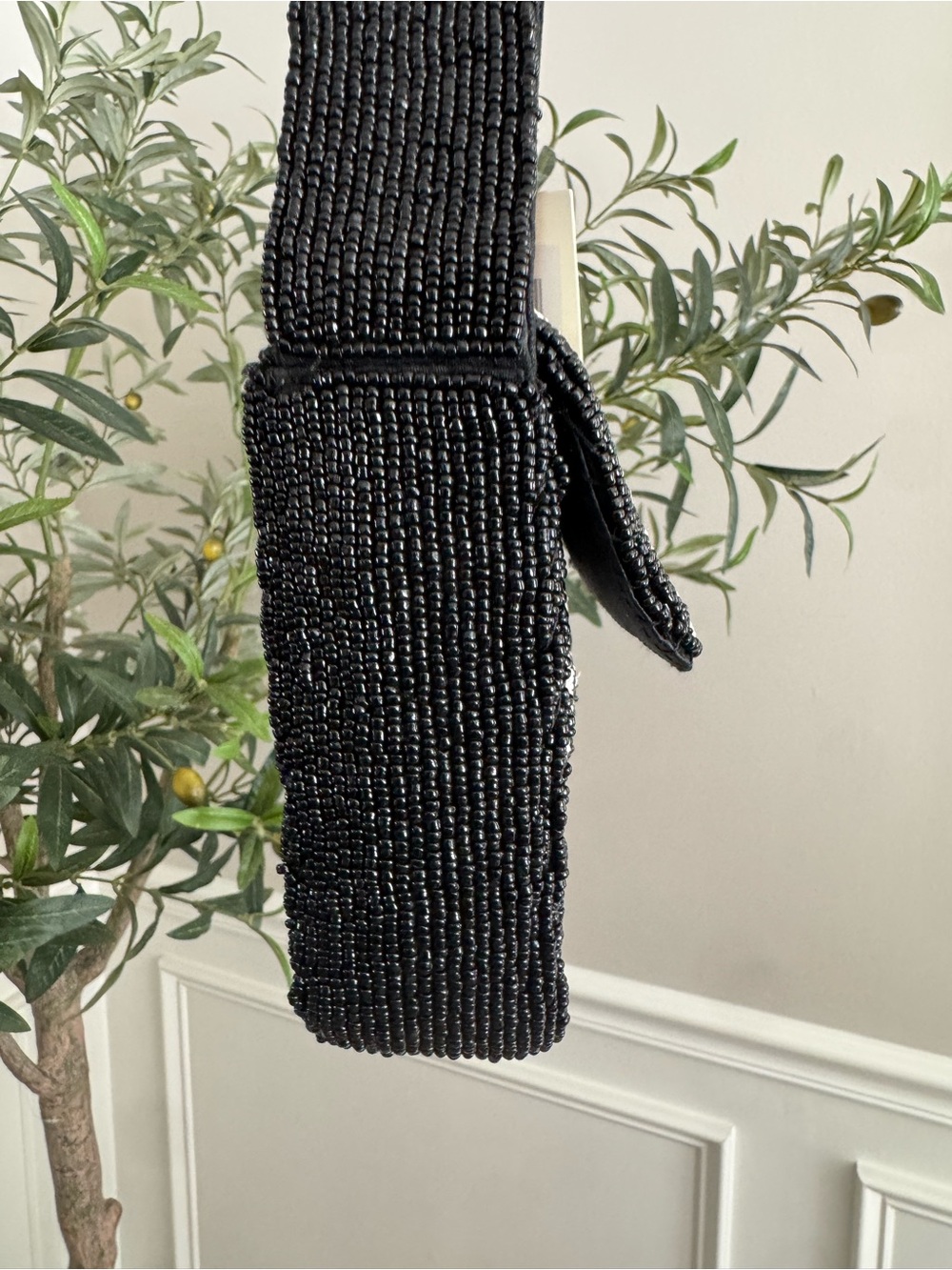 Sol and Mer Black and White Beaded Shoulder Bag with Beaded French Bulldog - Picture 2 of 7